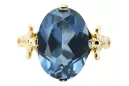 Or jaune 14 carats Aigue-marine Anneau Artisanat vintage vrc369y